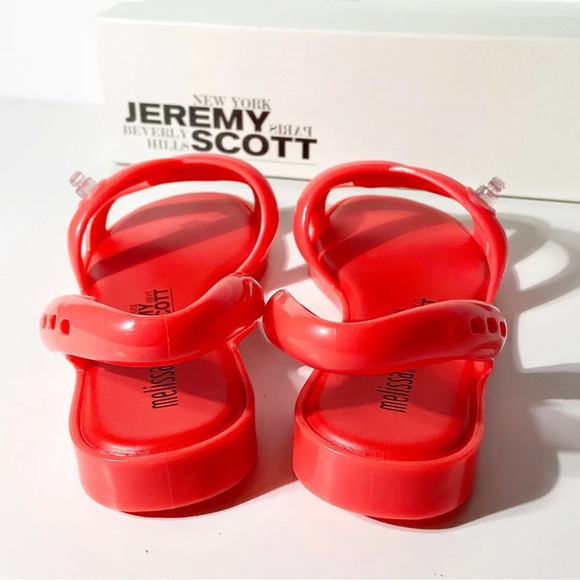 NWT Melissa + Jeremy Scott Tube Flat Sandals in Neon Orange size 7 - Picture 3 of 6